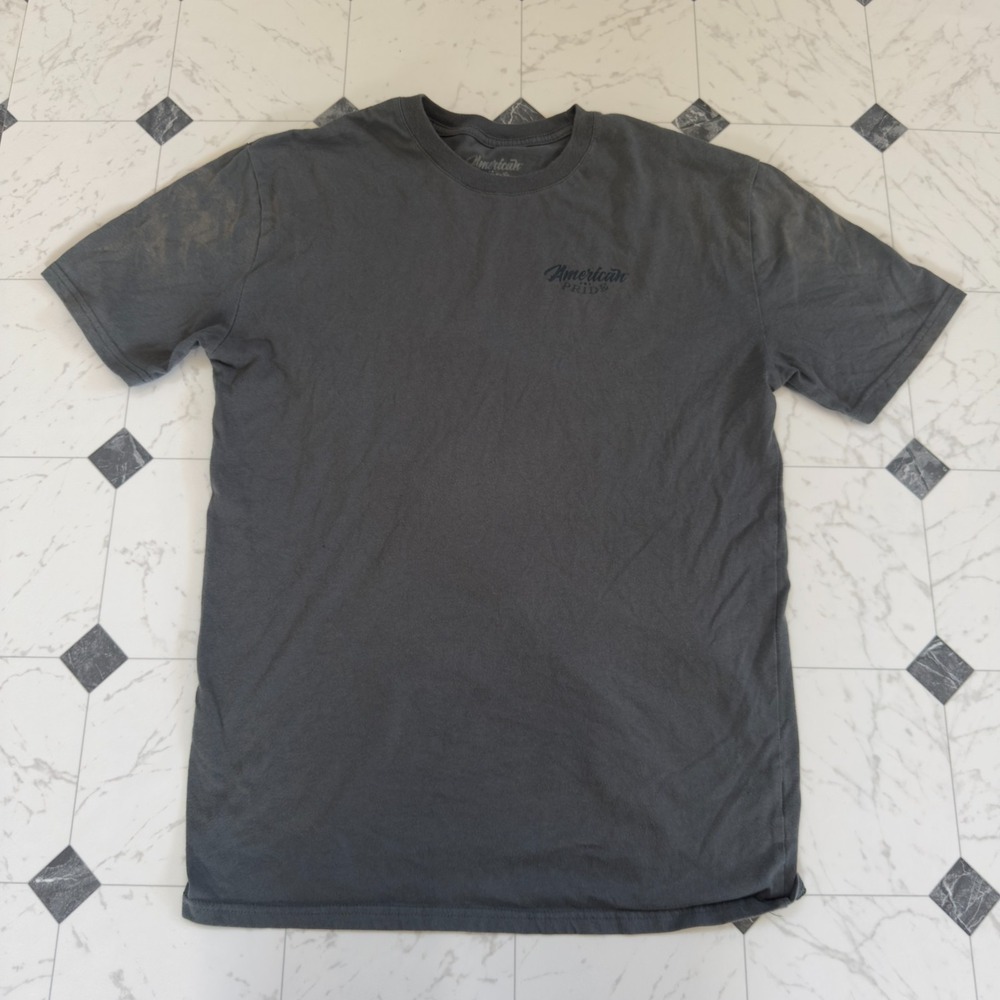 American Pride Patriotic Tractor Graphic Men's T-Shirt Charcoal Gray Large